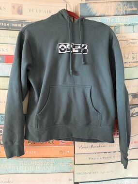Obey Boys Hooded Pullover Sweatshirt in Slate Teal